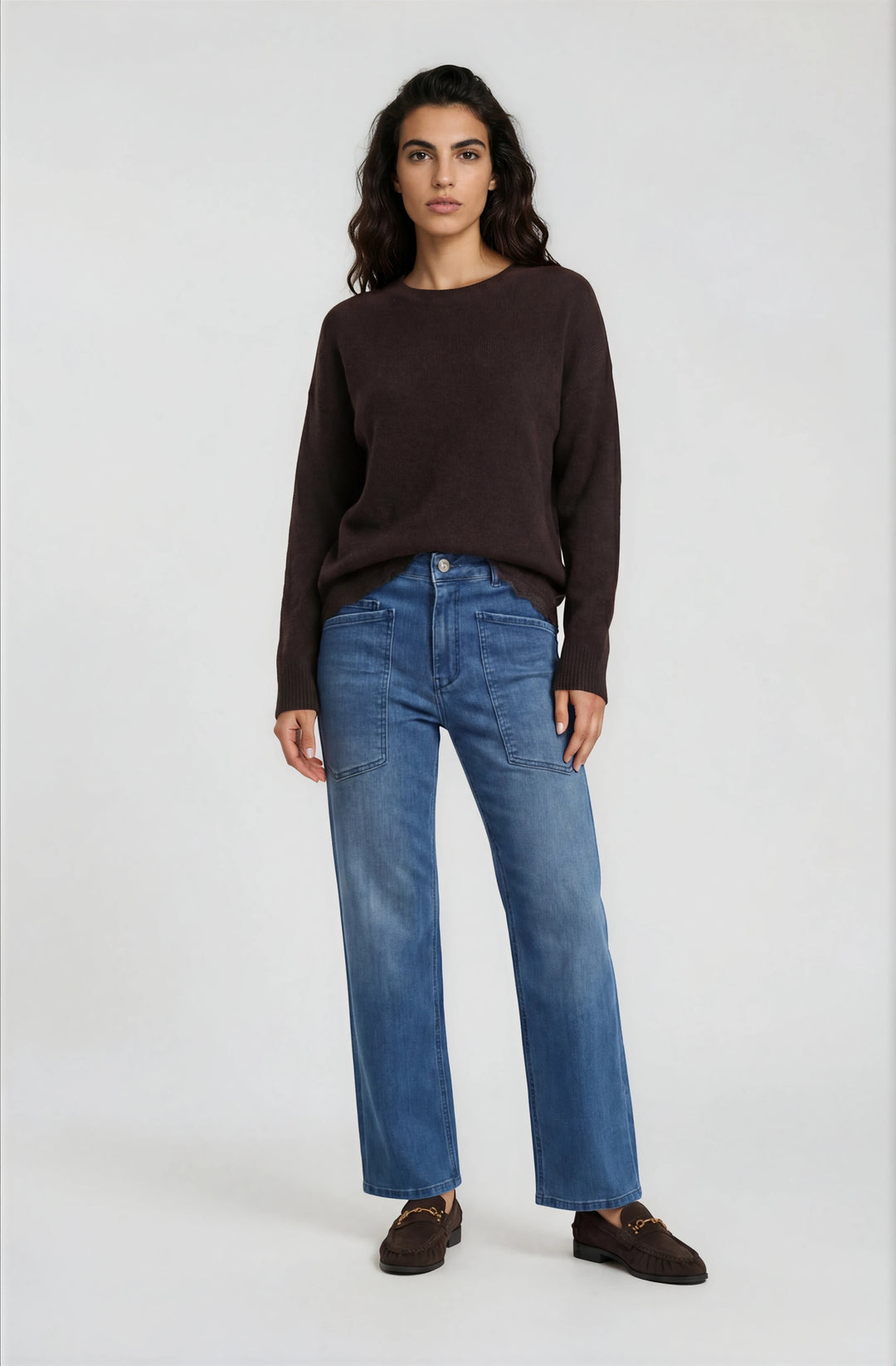 ROUND NECK 1/1 SLEEVE AE LACE AT HE, MOCCA 918 Bild 1