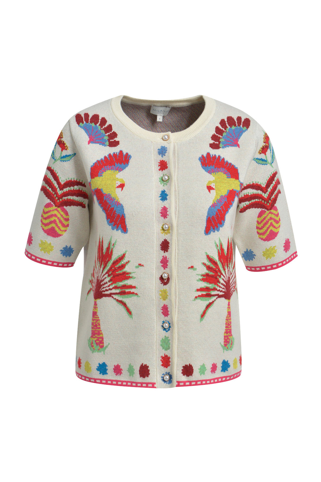 ROUNDNECK CARDIGAN W PLACKET AE 1/2, SAND PRINT 1103 Bild 1