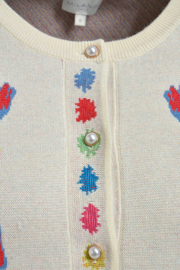 ROUNDNECK CARDIGAN W PLACKET AE 1/2, SAND PRINT 1103 Bild 3