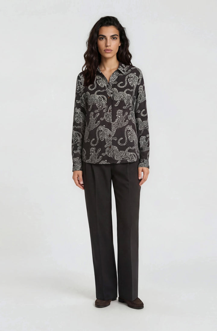 SHIRT BLOUSE 1/1 SLEEVE, MOCCA PRINT 1918 Bild 1
