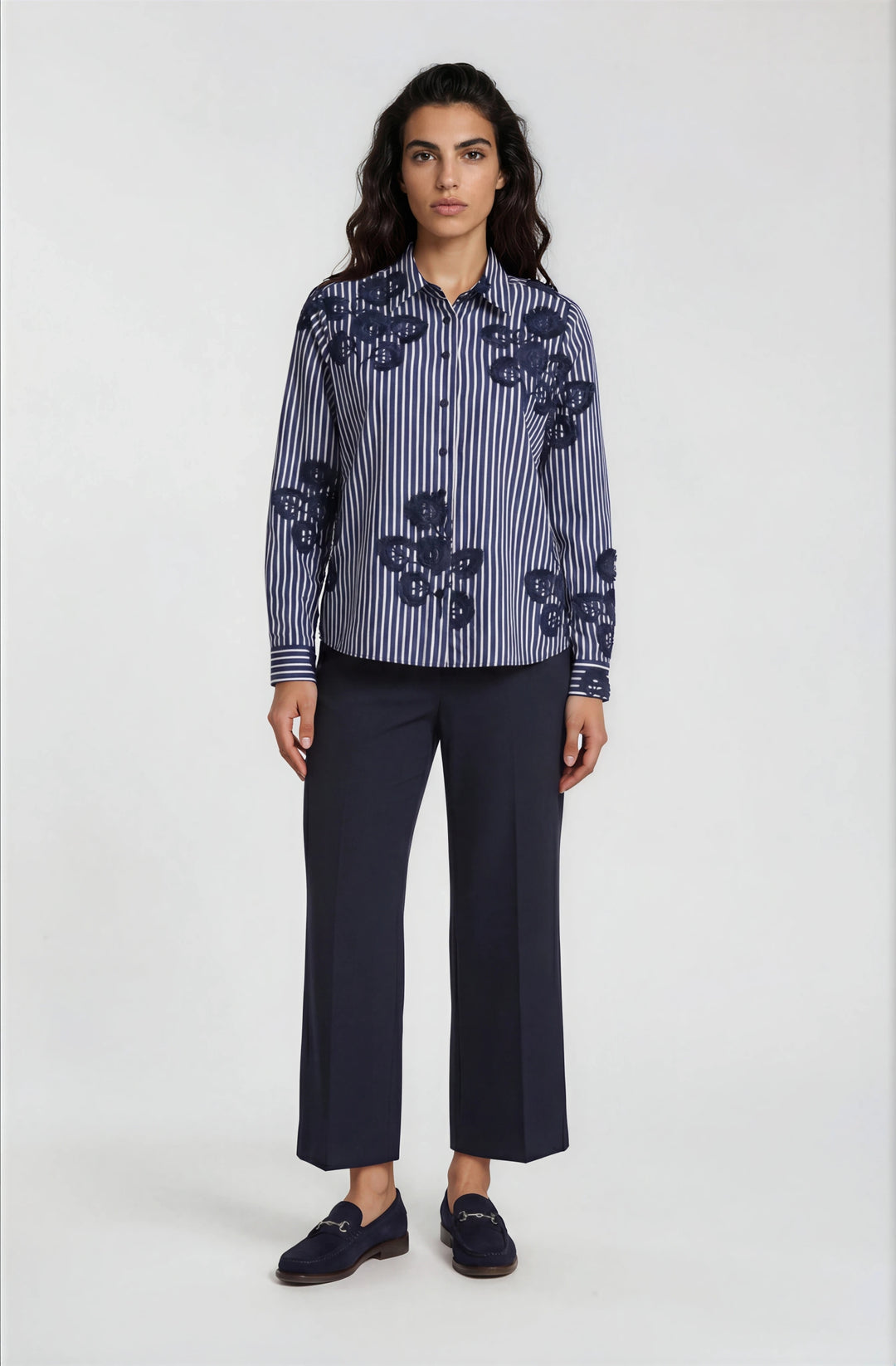 SHIRT BLOUSE 1/1 SLEEVE, NAVY PRINT 1605 Bild 1