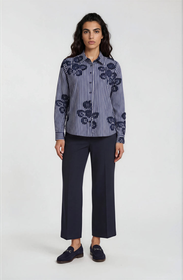 SHIRT BLOUSE 1/1 SLEEVE, NAVY PRINT 1605 Bild 1