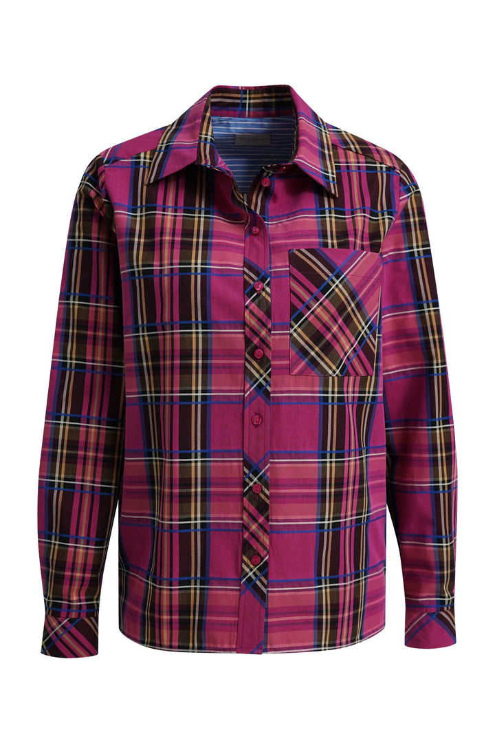 SHIRT BLOUSE 1/1 SLEEVE WITH CHEST, FUCHSIA PRINT 1419 Bild 1