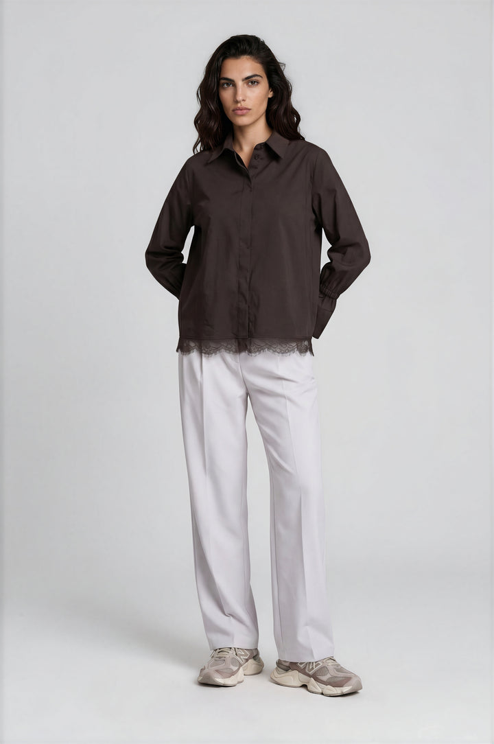 SHIRT BLOUSE W/ ELASTIC GATHERING A, MOCCA 918 Bild 3