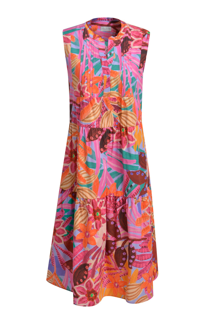 SLEEVELESS ROUNDNECK DRESS WITH VOL, ORANGE PRINT 1300 Bild 1