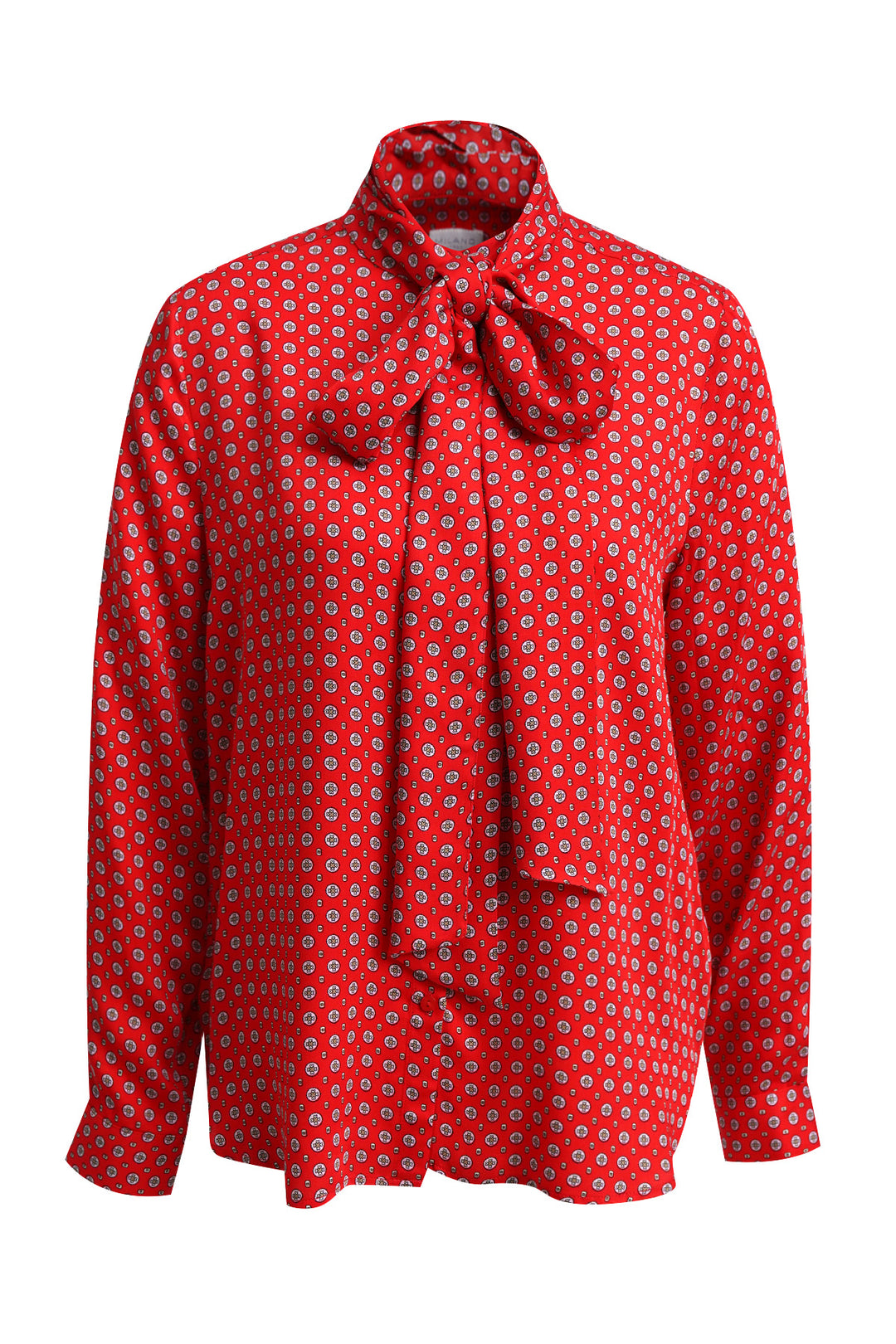 SLIGHTLY FLARED BLOUSE WITH BOW TIE, CHILI PRINT 1449 Bild 1