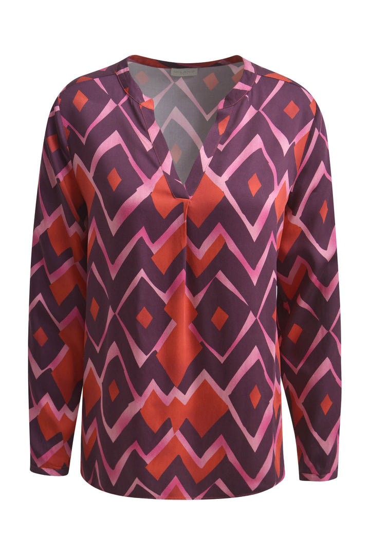 V-NECK BLOUSE, PLEAT AT CF AND 1/1, BERRY PRINT 1416 Bild 1