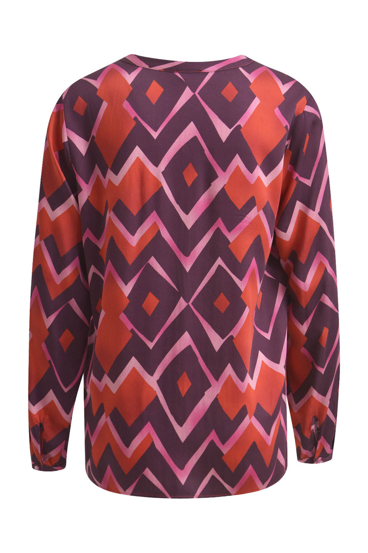 V-NECK BLOUSE, PLEAT AT CF AND 1/1, BERRY PRINT 1416 Bild 2