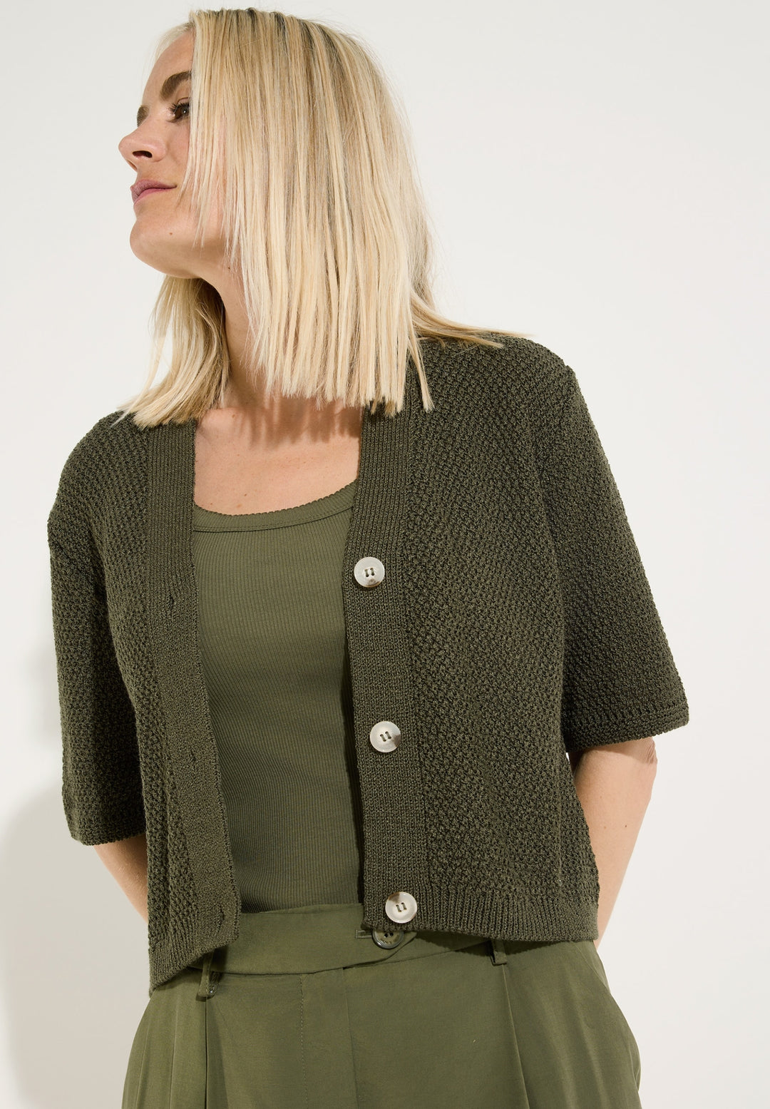 Ajour Cardigan, jungle green 0682 Bild 3