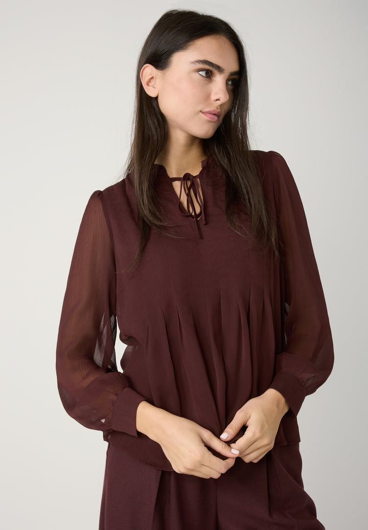 Blouse with Pleats, raisin brown 0284 Bild 3