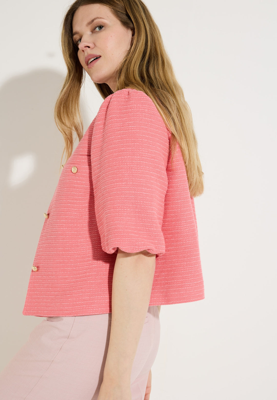 Bouclé Jacket w Balloon Sleeve, faded rose 0865 Bild 3