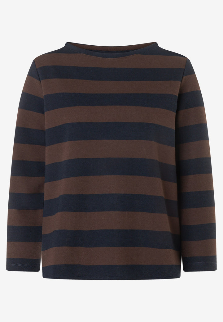 Boxy Shirt 3/4 Sleeves with Stripe, espresso marine block stripes jerse 2279 Bild 1