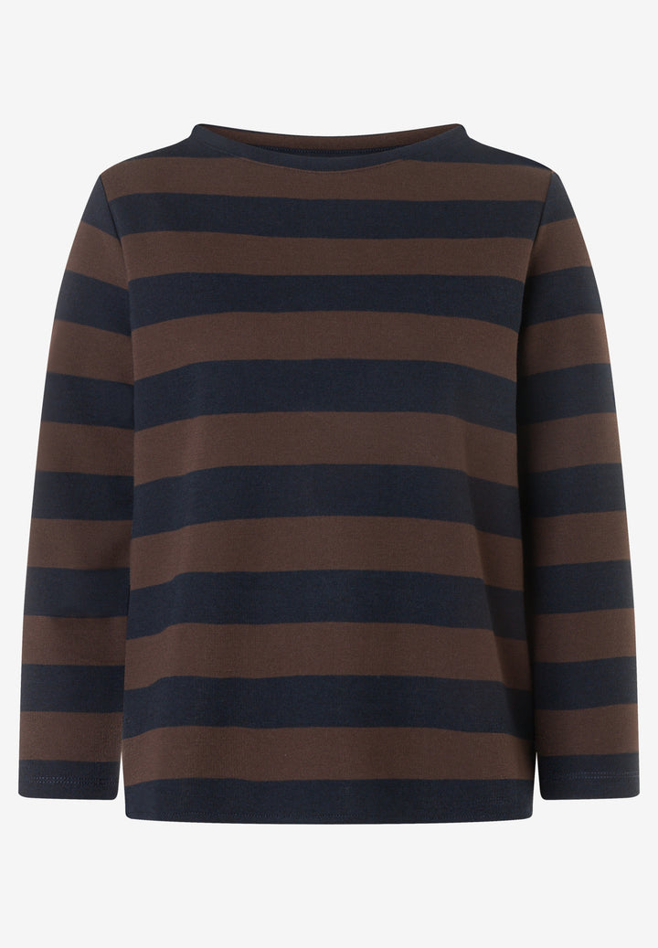 Boxy Shirt 3/4 Sleeves with Stripe, espresso marine block stripes jerse 2279 Bild 1