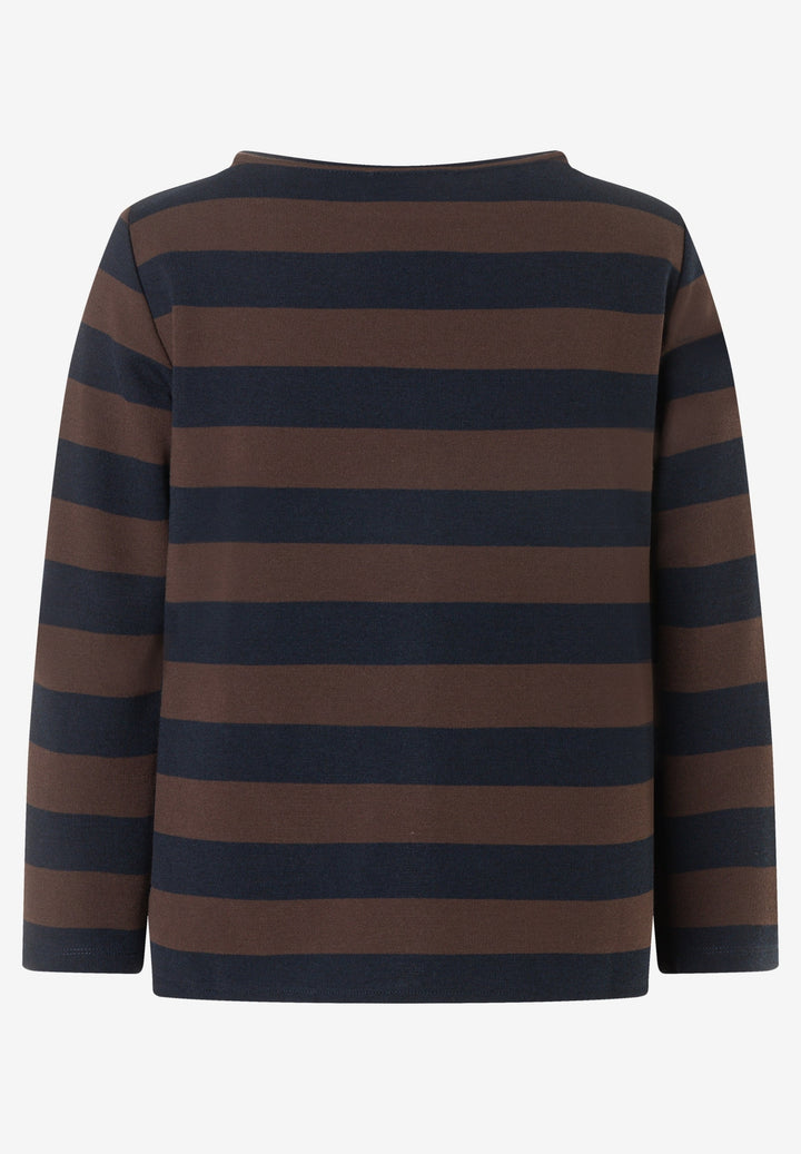 Boxy Shirt 3/4 Sleeves with Stripe, espresso marine block stripes jerse 2279 Bild 2