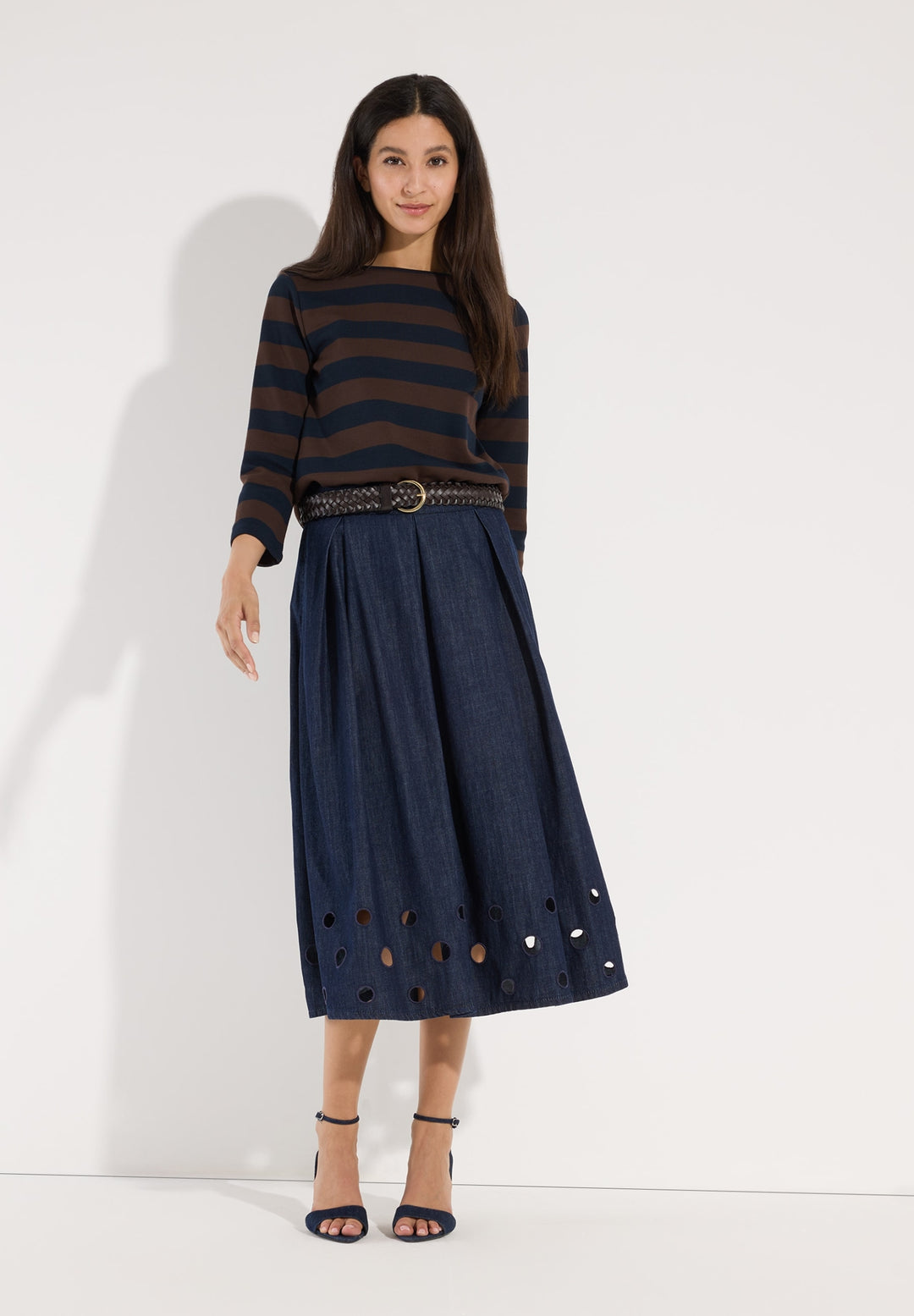 Boxy Shirt 3/4 Sleeves with Stripe, espresso marine block stripes jerse 2279 Bild 4