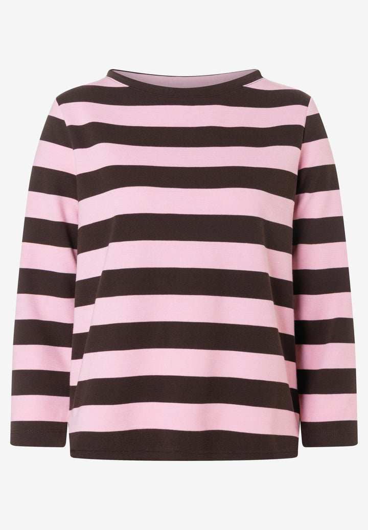 Boxy Shirt 3/4 Sleeves with Stripe, milky rose espresso block stripe je 2821 Bild 1