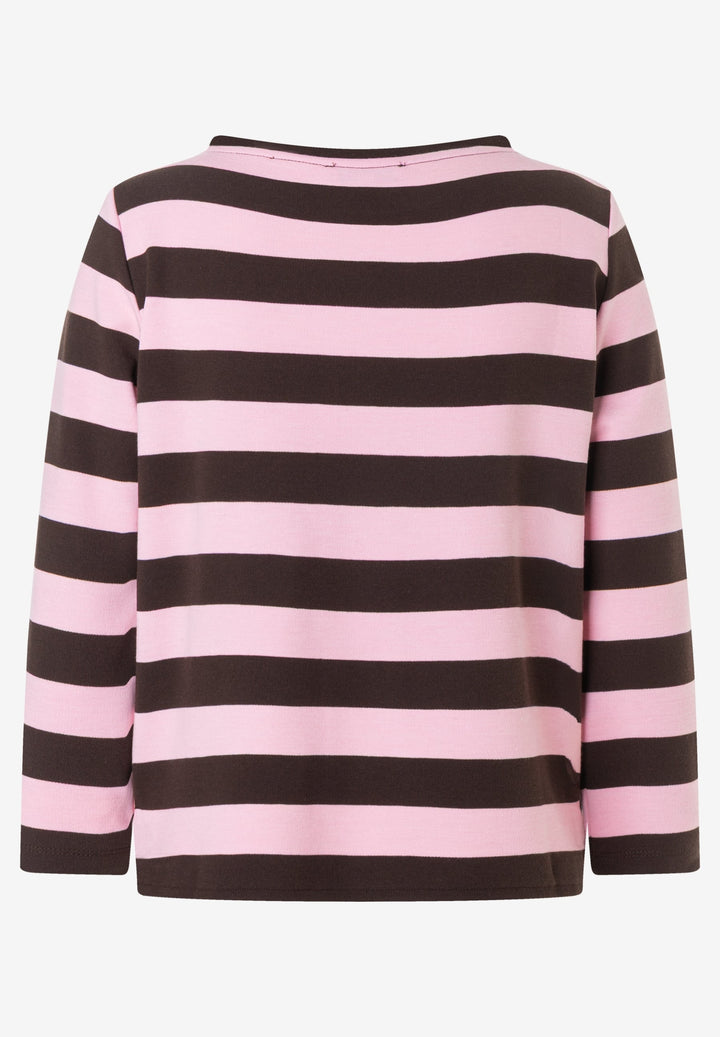 Boxy Shirt 3/4 Sleeves with Stripe, milky rose espresso block stripe je 2821 Bild 2
