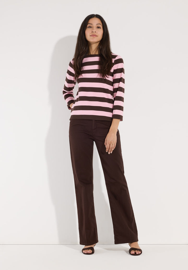 Boxy Shirt 3/4 Sleeves with Stripe, milky rose espresso block stripe je 2821 Bild 4