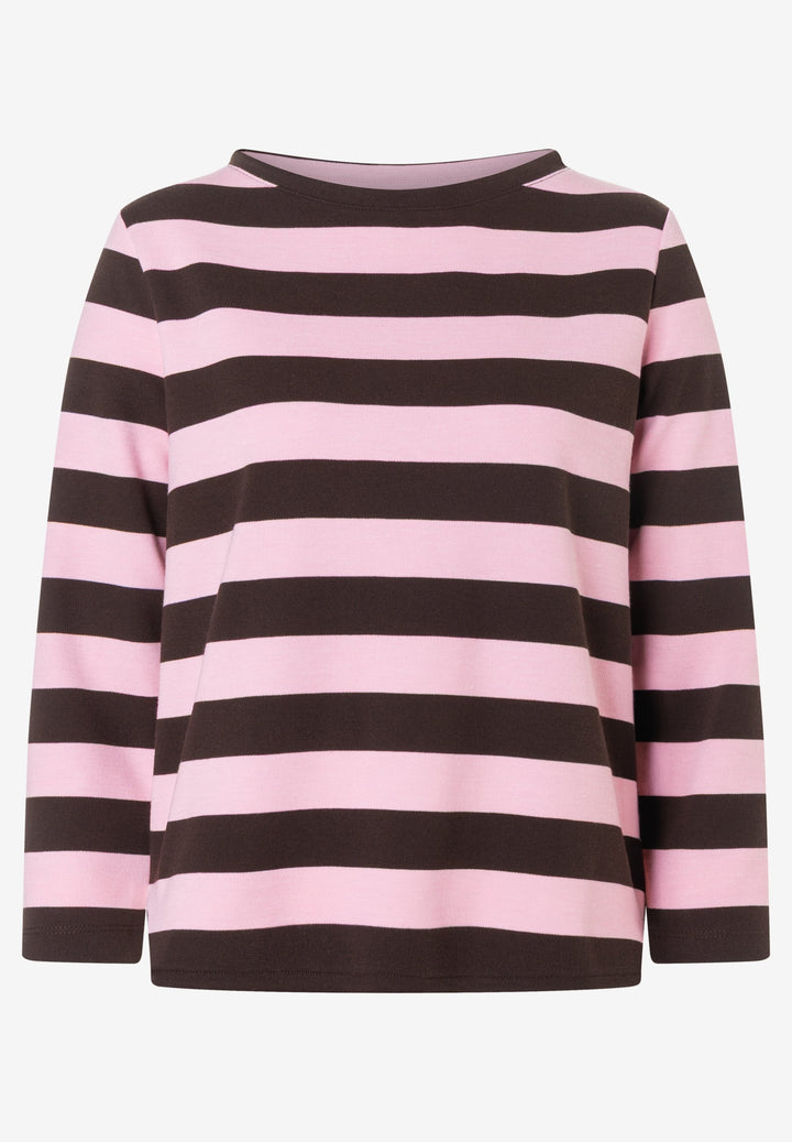 Boxy Shirt 3/4 Sleeves with Stripe, milky rose espresso block stripe je 2821 Bild 5