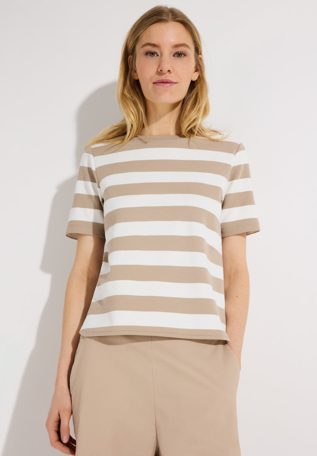 Boxy Shirt with Stripes, powder beige offwhite block stripe 2214 Bild 3