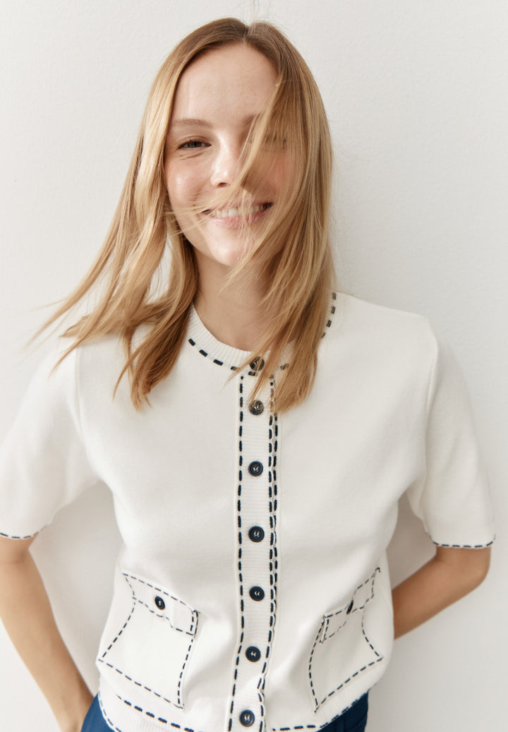 Cardigan with Handstitching, off white 0041 Bild 3