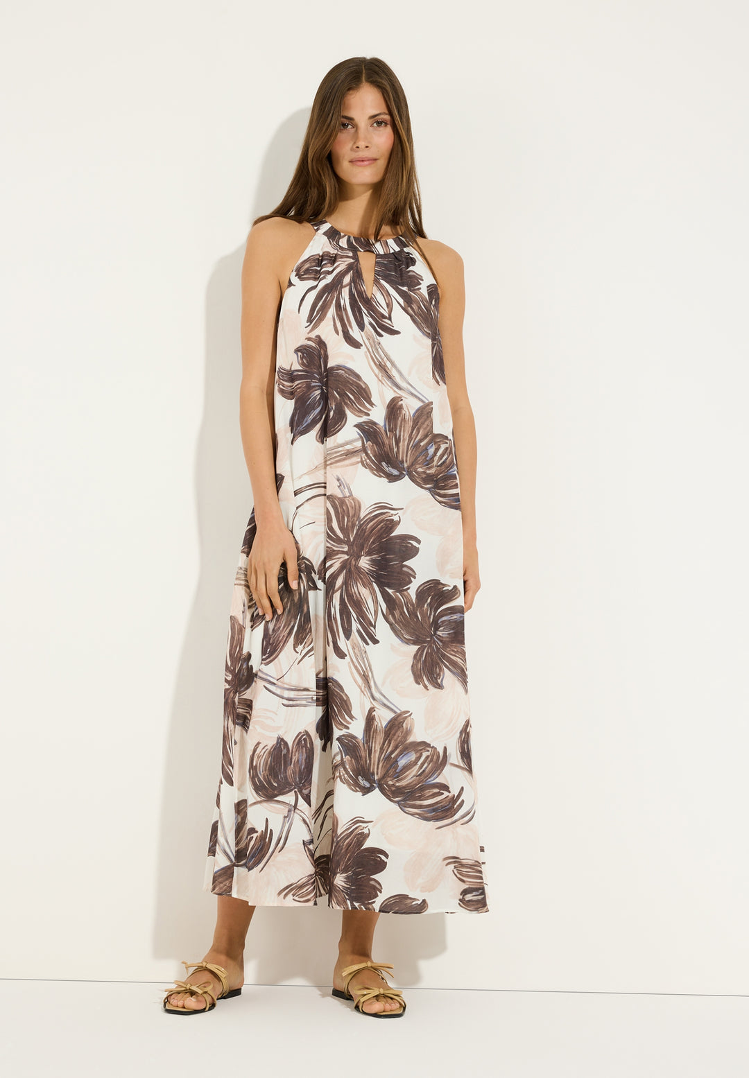 CO-Voile Neckholder Dress, brushstroke flower print 5286 Bild 4