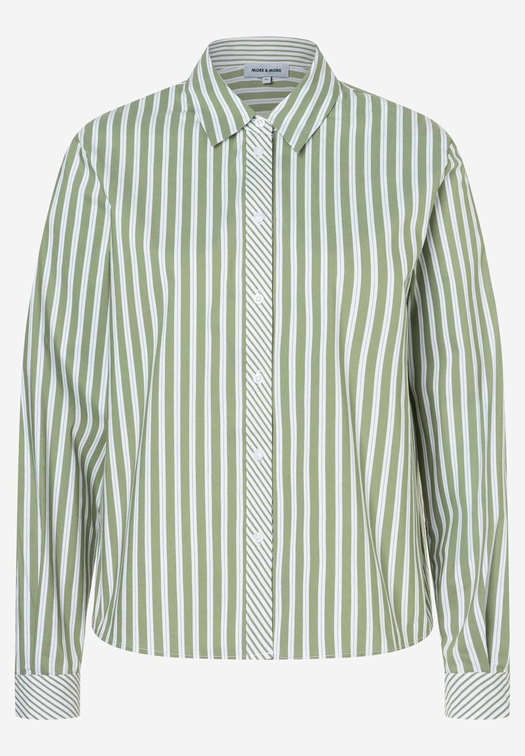 Cropped Shirt Blouse, striped cotton stretch spring green 2623 Bild 1