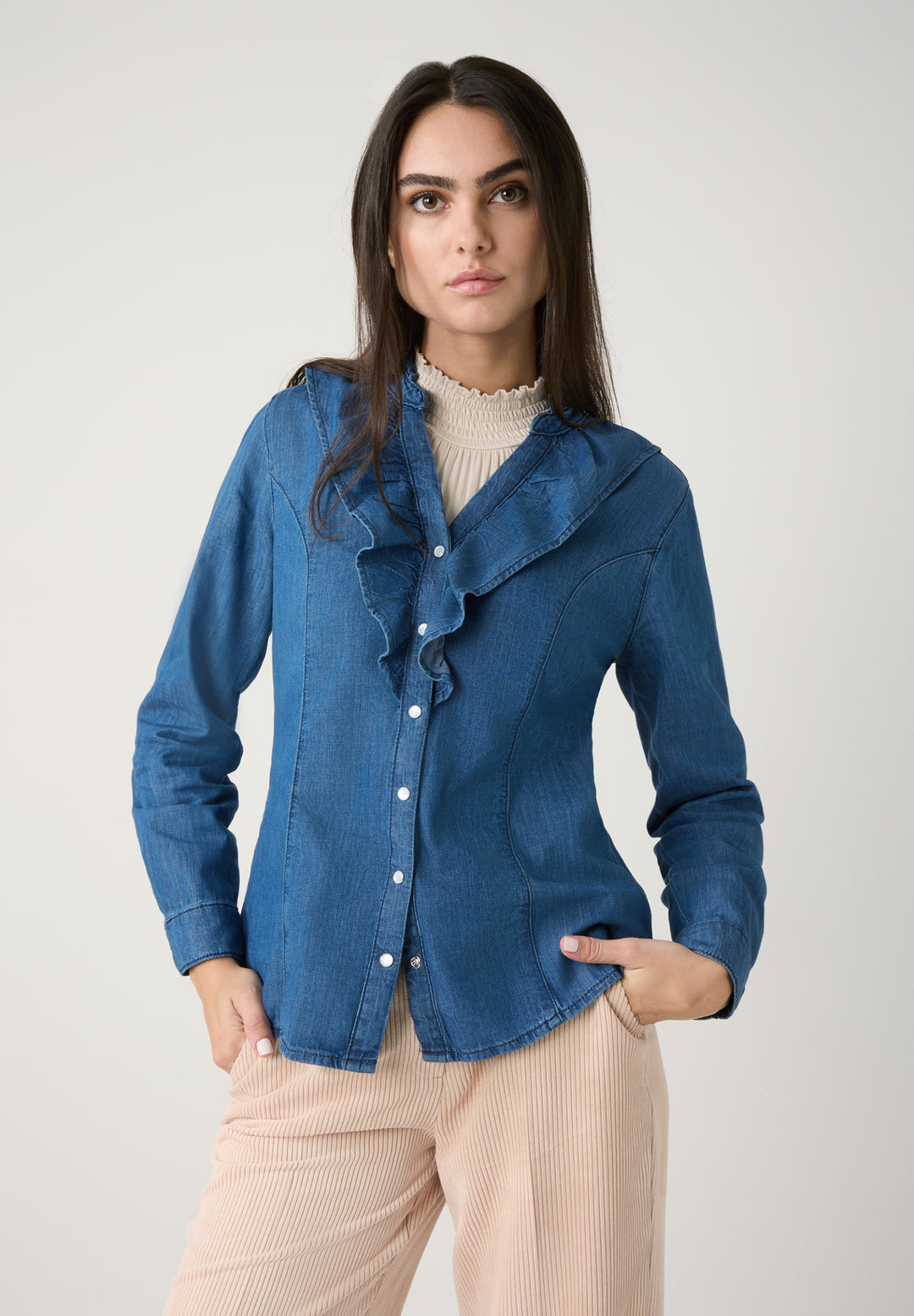 Denim Blouse, middle blue denim 0962 Bild 7