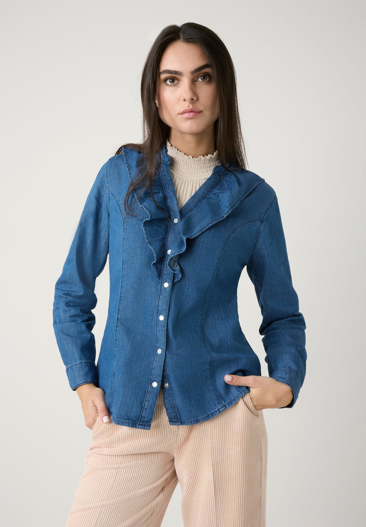Denim Blouse, middle blue denim 0962 Bild 7