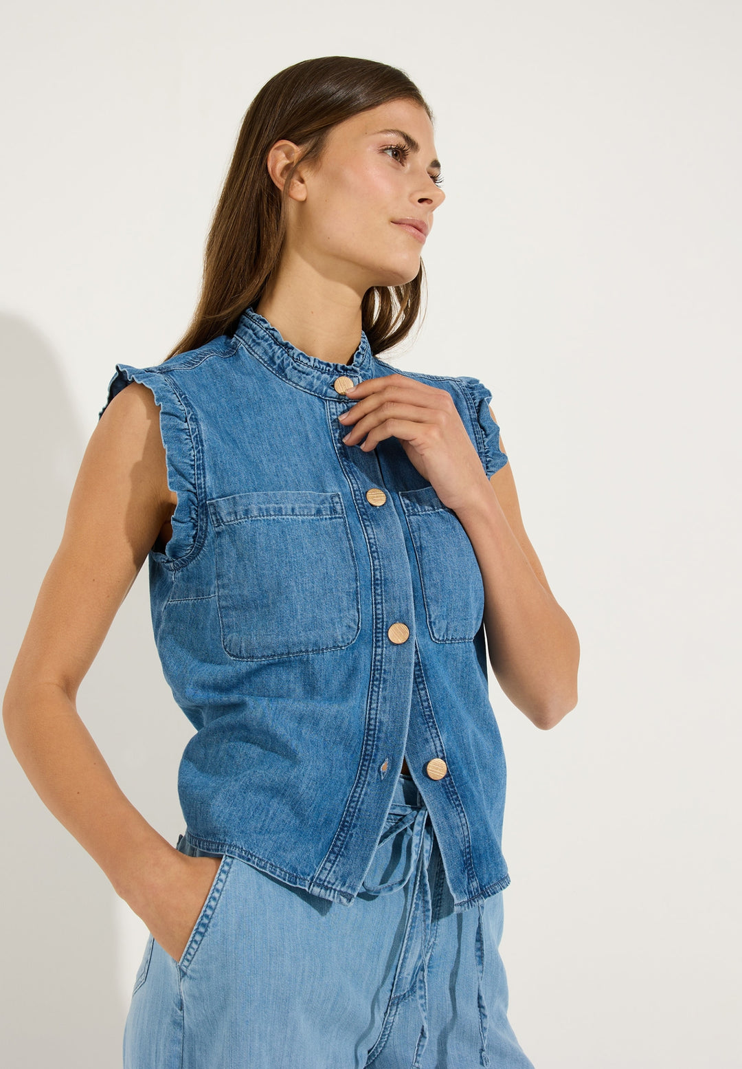 Denim Blouse, middle blue denim 0962 Bild 3