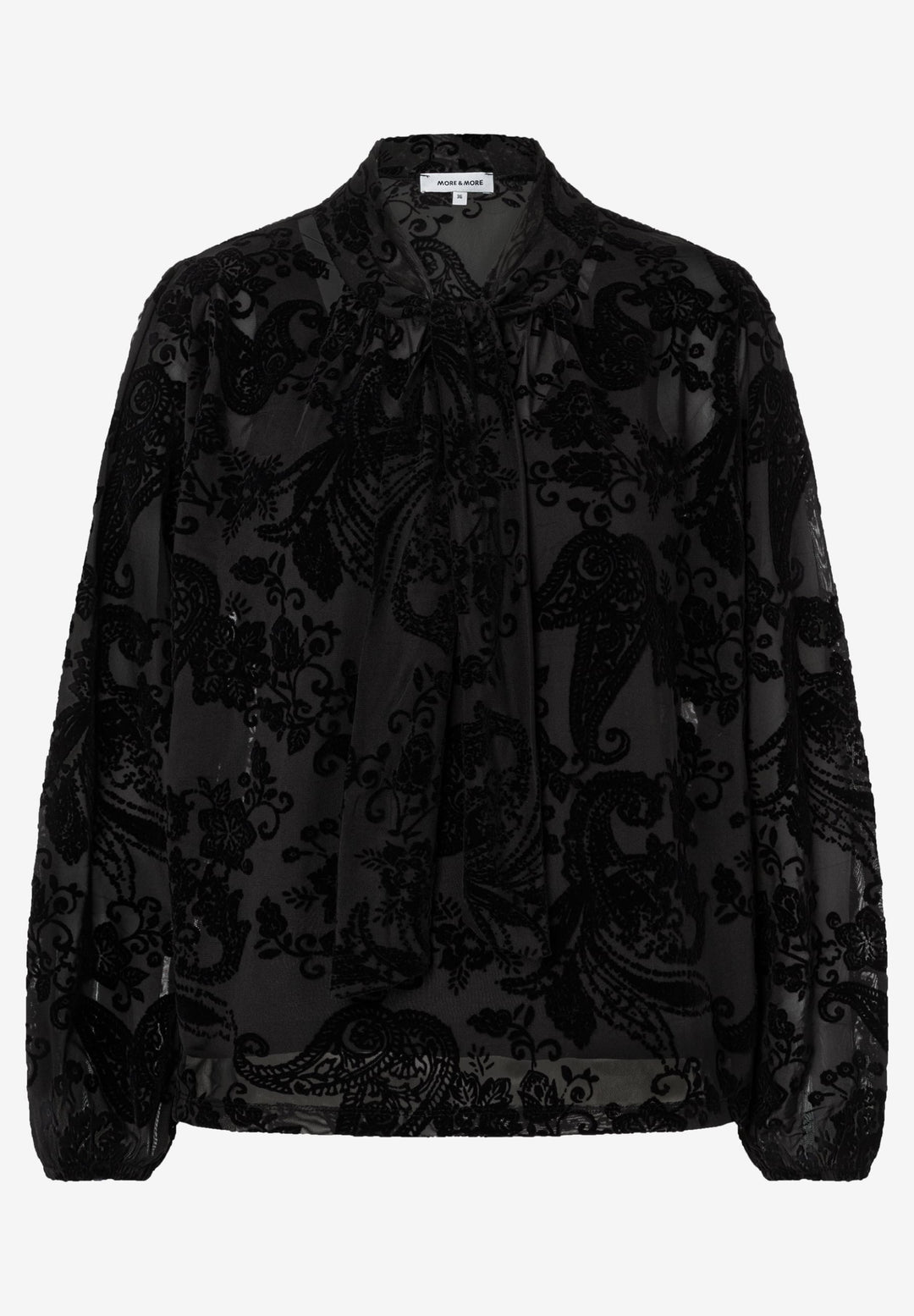 Fancy Mesh Shirt with Bow, black 0790 Bild 1