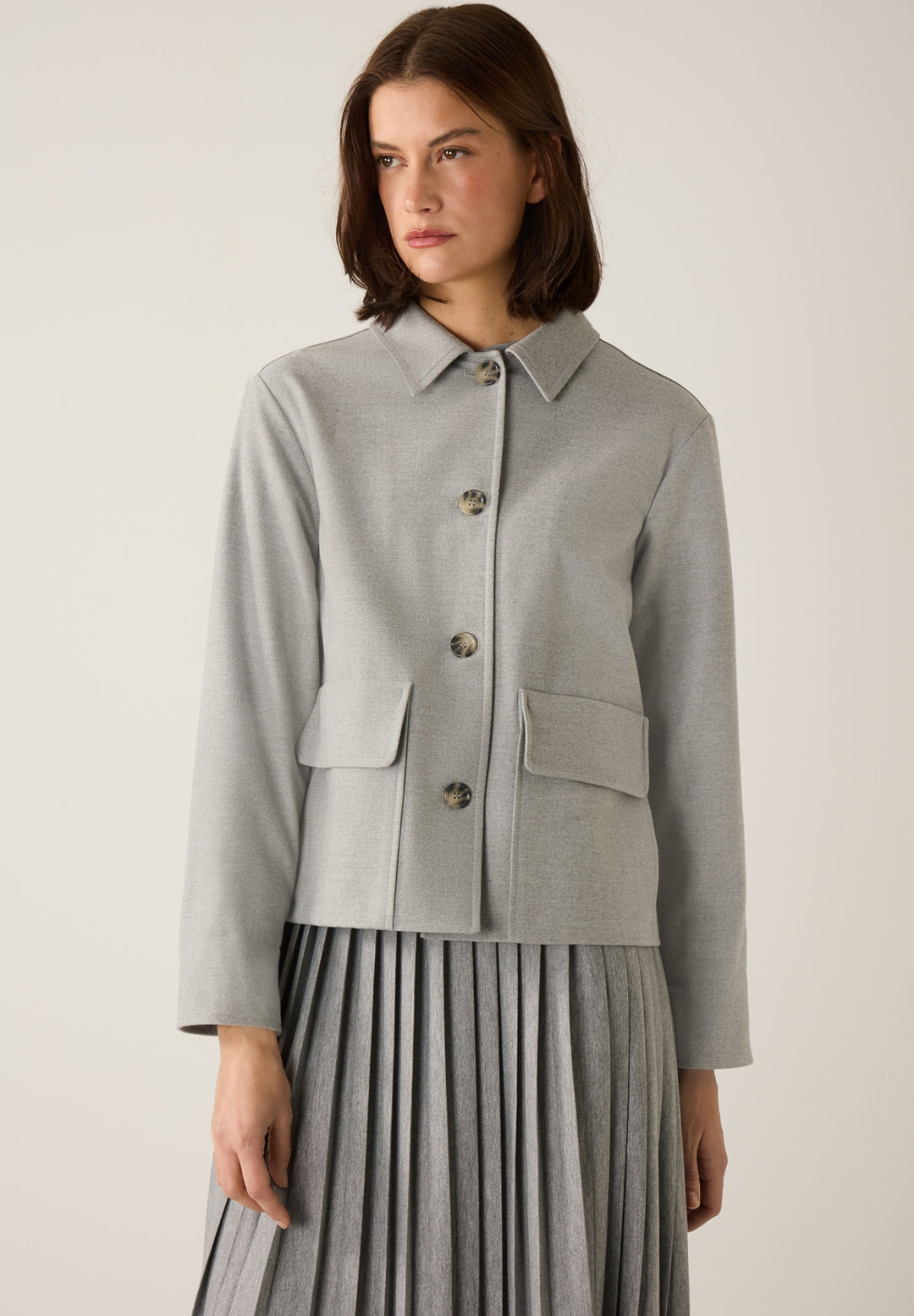 Flanell Jacket, silvergrey melange 0717 Bild 3