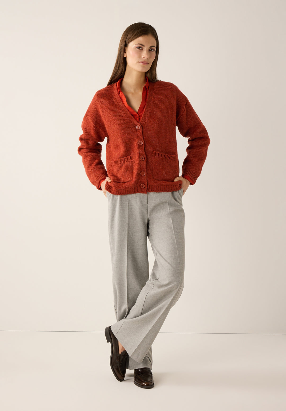 Flanell Wide Leg Pants, silvergrey melange 0717 Bild 4