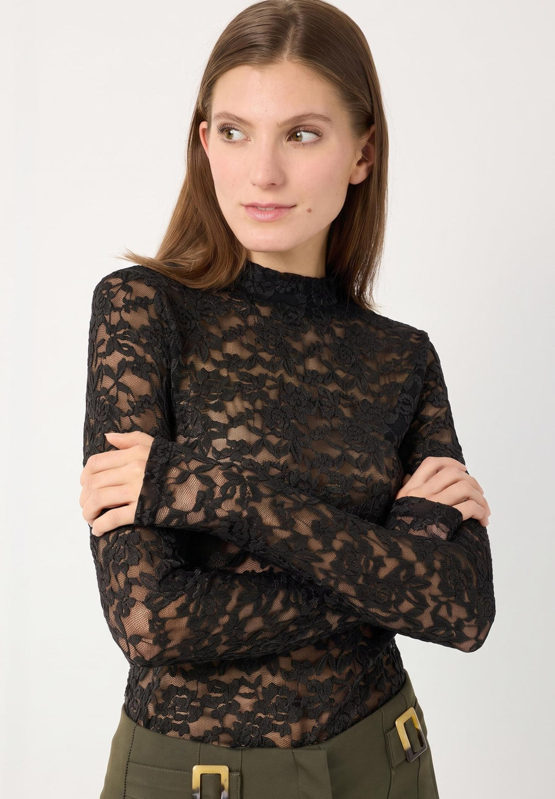 Lace Allover Shirt, black 0790 Bild 3