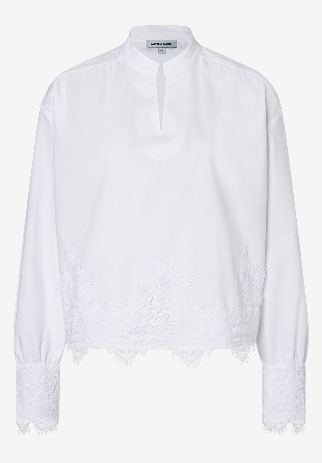 Lace Detail Poplin Blouse, white 0010 Bild 1