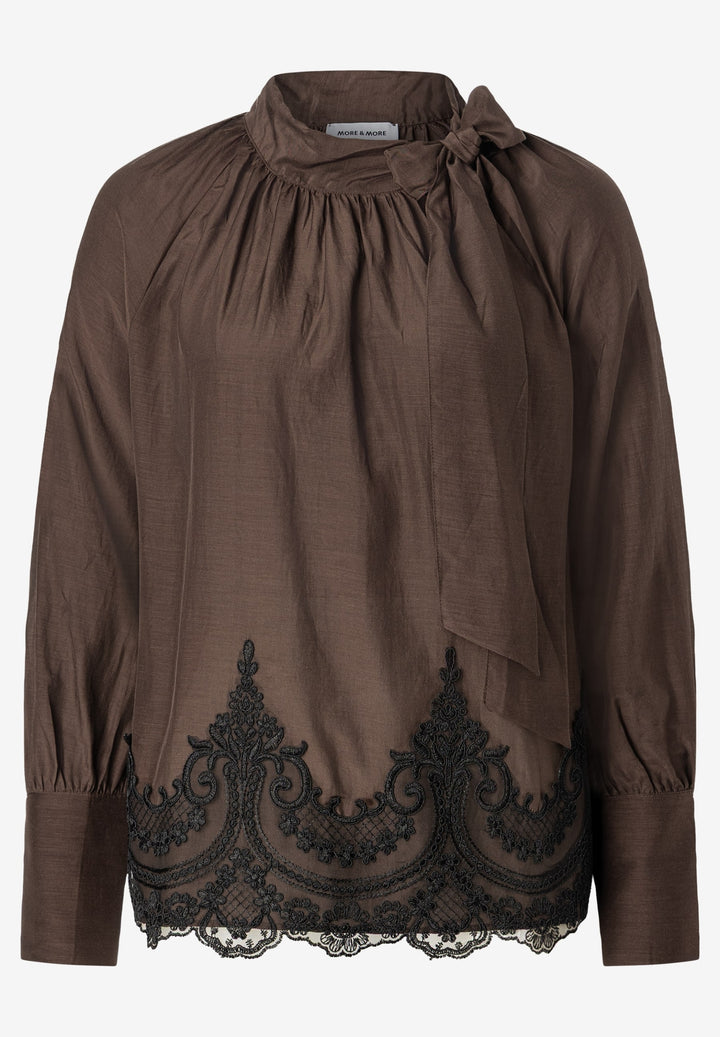 Lace Detailed Pussycat Bow Blouse, espresso brown 0279 Bild 1