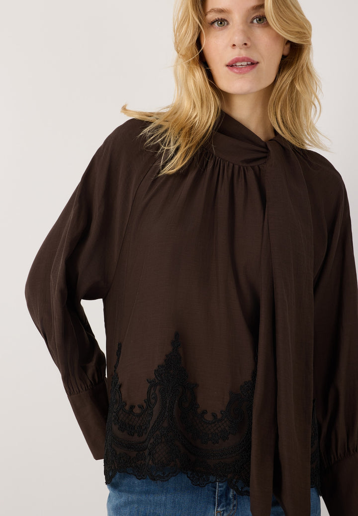 Lace Detailed Pussycat Bow Blouse, espresso brown 0279 Bild 3
