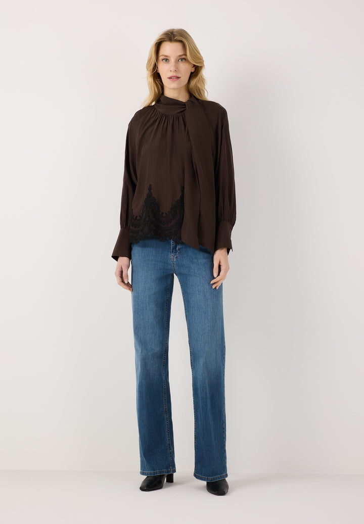 Lace Detailed Pussycat Bow Blouse, espresso brown 0279 Bild 4