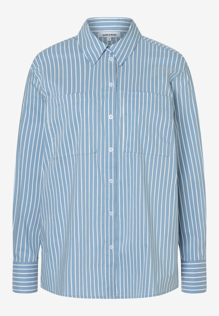 Long Shirt Blouse, winerblue white woven blouse stripe 2339 Bild 1