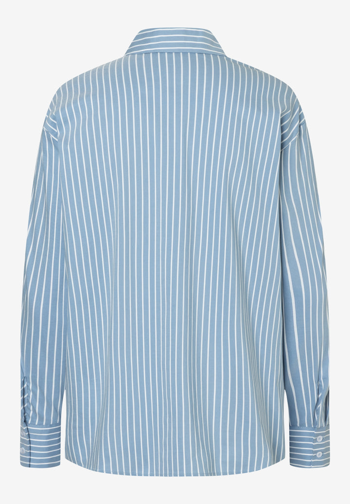 Long Shirt Blouse, winerblue white woven blouse stripe 2339 Bild 2