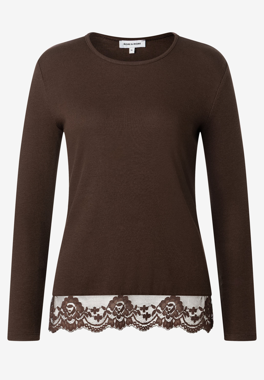 Longsleeve with Lace at Seam, espresso brown 0279 Bild 1