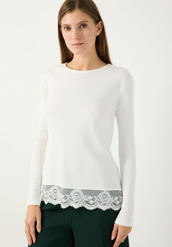 Longsleeve with Lace at Seam, off white 0041 Bild 3