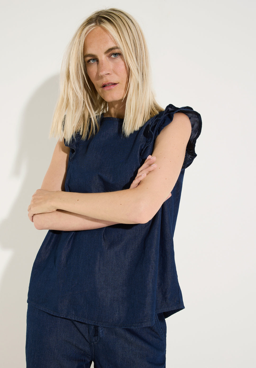 Lyocell Denim Blouse Top, dark blue denim 0963 Bild 3