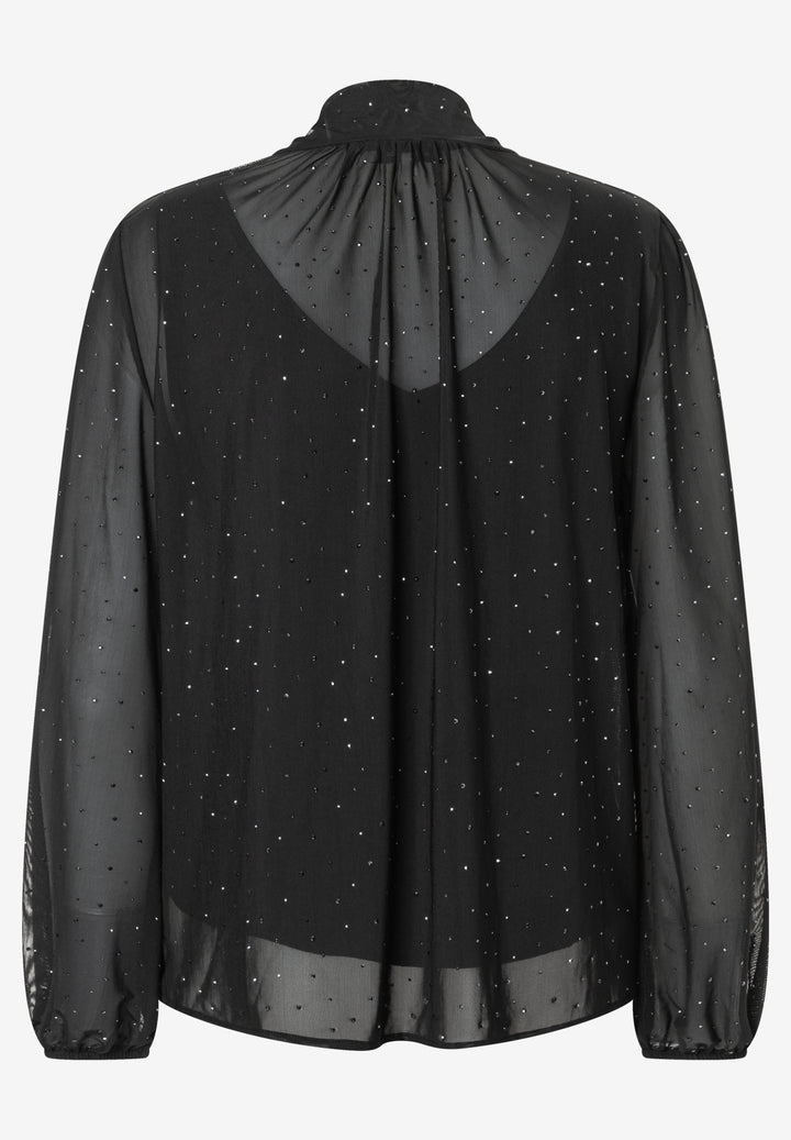 Mesh Shirt with Bow, black 0790 Bild 2