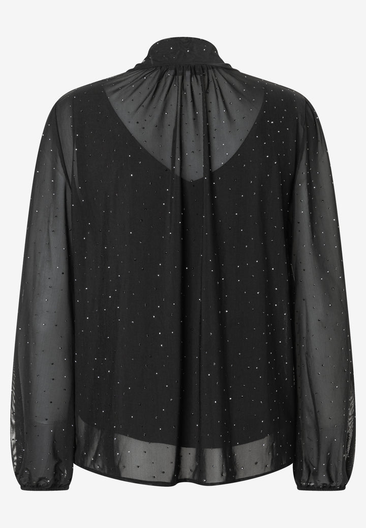 Mesh Shirt with Bow, black 0790 Bild 2