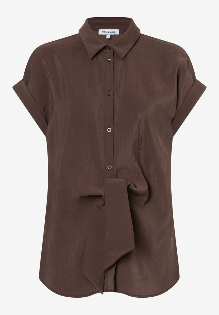 Modal Blend Blouse with Knot Detai, cool chocolate 0286 Bild 1