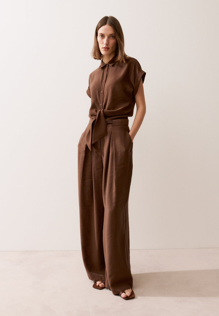Modal Blend Blouse with Knot Detai, cool chocolate 0286 Bild 4