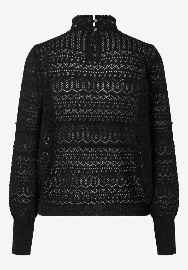 Pointelle Pullover, black 0790 Bild 2