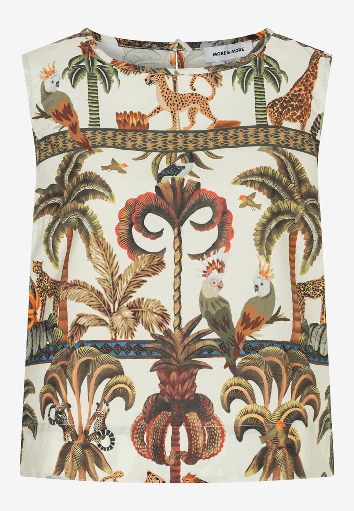 Poplin Print Blouse Top, retro jungle print 4041 Bild 1