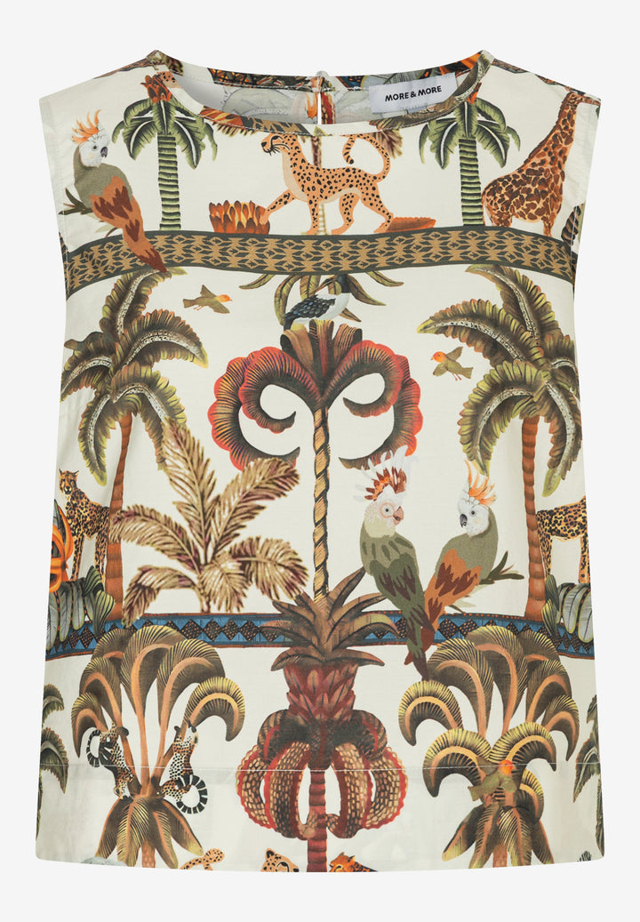 Poplin Print Blouse Top, retro jungle print 4041 Bild 1